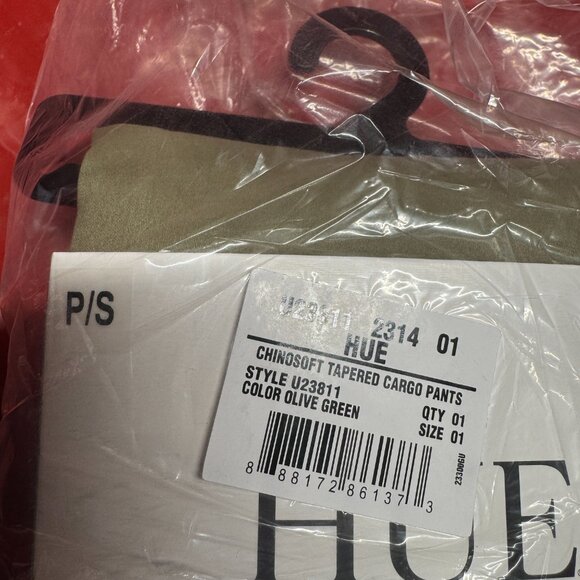 BNWT HUE u23811 chinosoft tapered cargo pants, Olive Green, size small - Picture 3 of 3